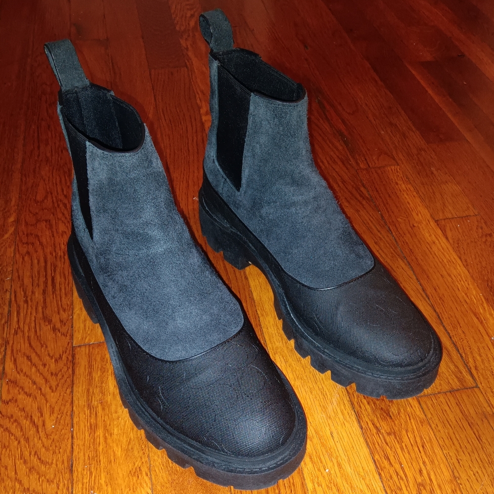 Men's Black & Charcoal Suede Chelsea Lug Boots